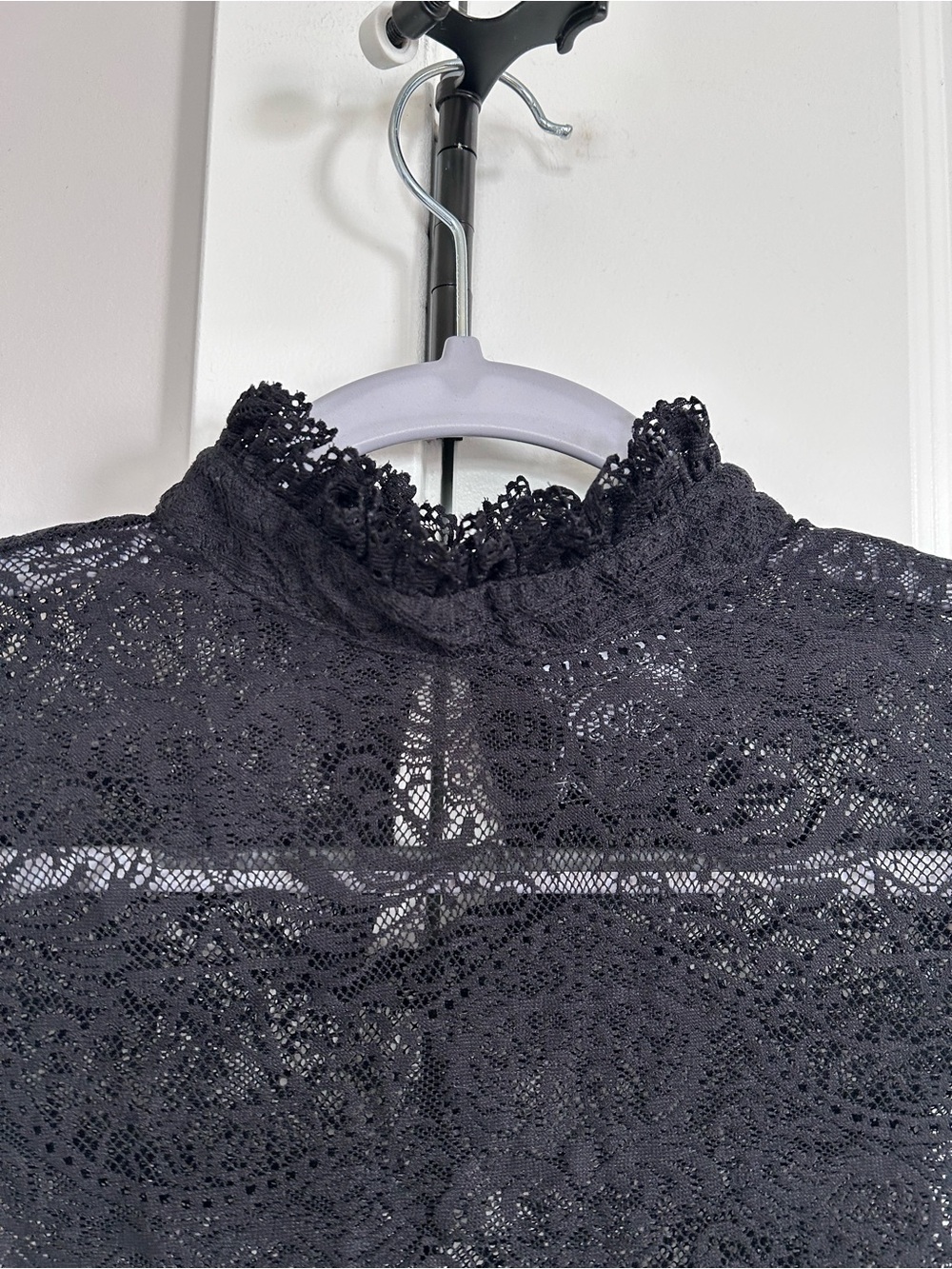 KILLSTAR Ava Lace Crop Top Short Sleeve Black Gothic Sheer Grunge Dark Academia - Picture 7 of 7